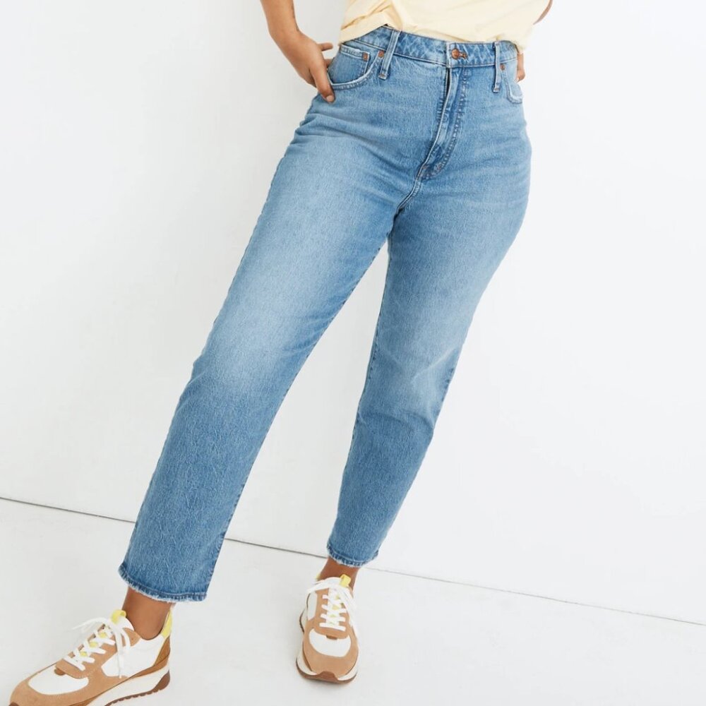 Madewell Blue Classic Straight Leg Jeans Nearwood Wash High Waist Size 28 Tall